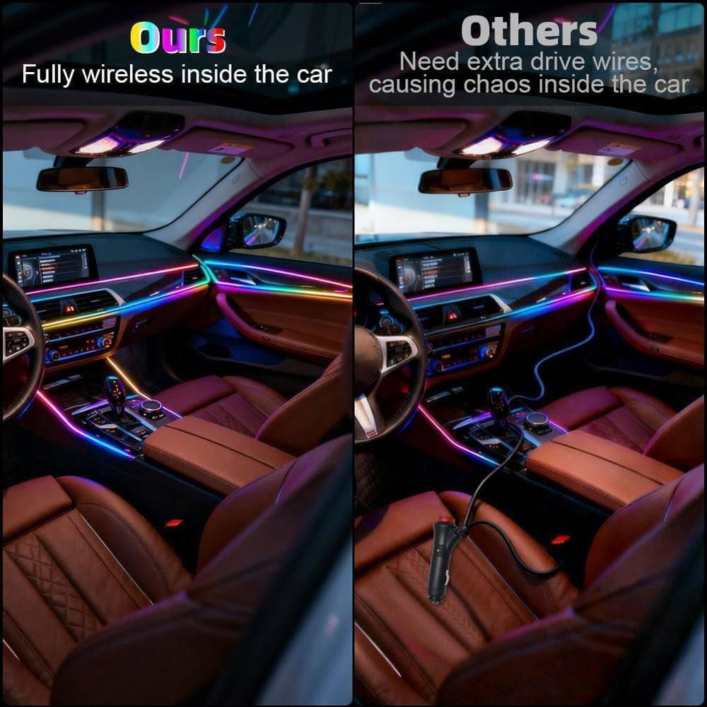Acrylic Interior Car LED Strip Light with Wireless APP, RGB 18 in 1 with 175 ...