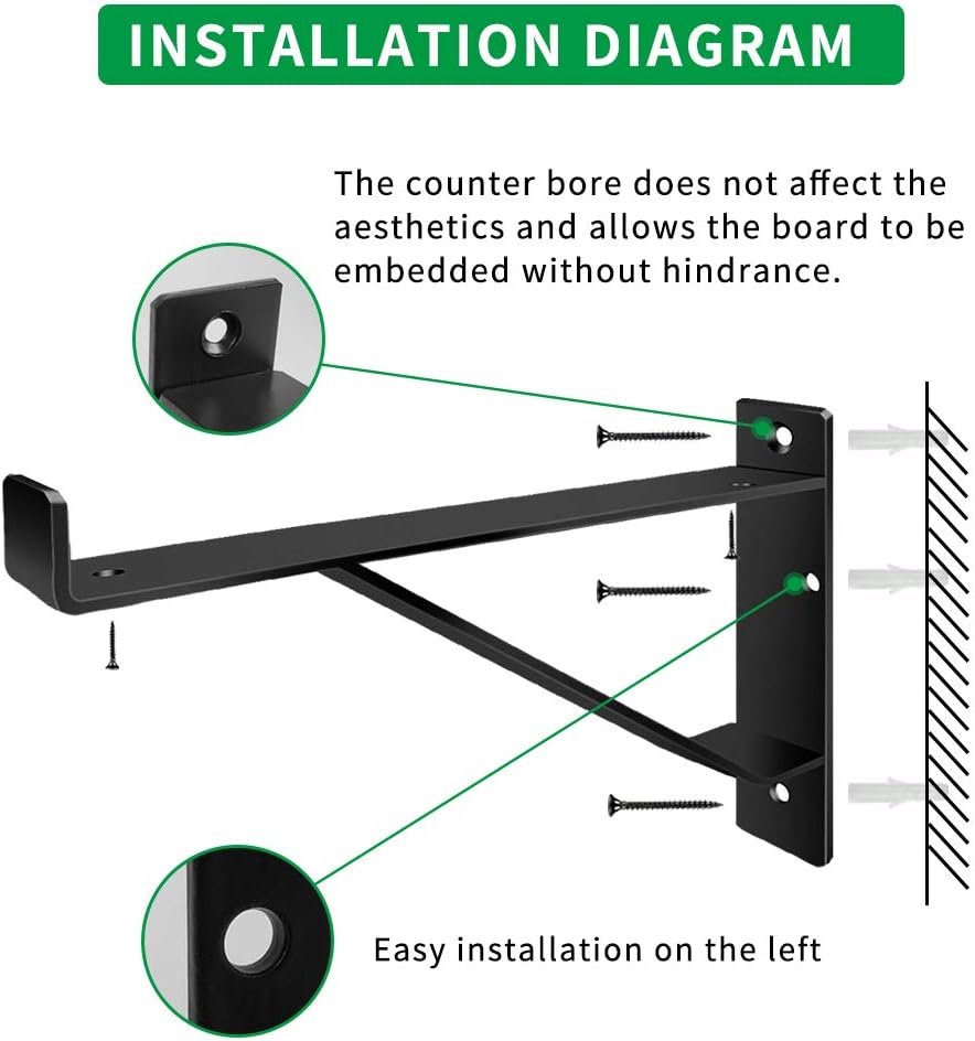 Heavy Duty Shelf Brackets 16 inch, Industrial Wall Brackets with Lip Metal St...