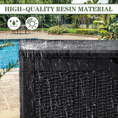 Greesum 100 Gallon Resin Deck Box Large Outdoor Storage, Imitation Rattan Wea...