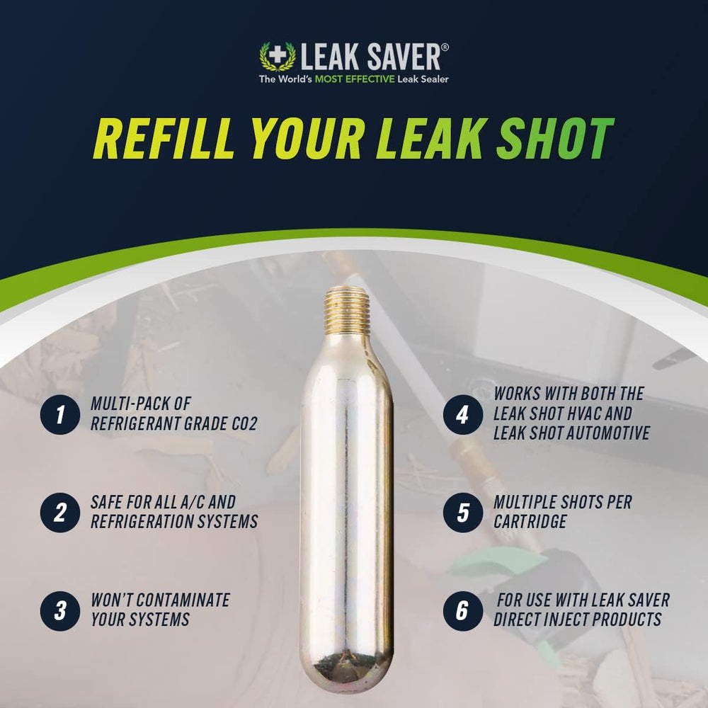 Leak Saver - Leak Shot Refrigerant Grade CO2 Refill Cartridges (24 Pack) - Re...