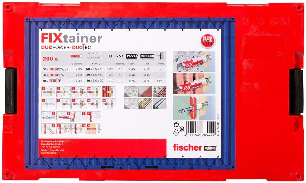 fischer FIXtainer DuoPower and DuoTec Assortment Box Universal and Toggle Wal...