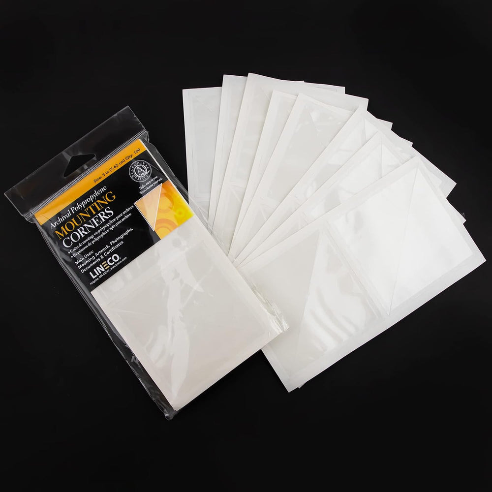 Lineco Self-Adhesive Polypropylene Mounting Corners, 3 Inch, 100 PCS