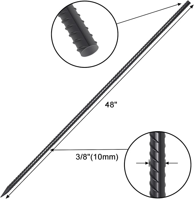 VVOKGO Rebar Stakes 48 Inch 8-Pack Concrete Form Stakes Heavy Duty Straight