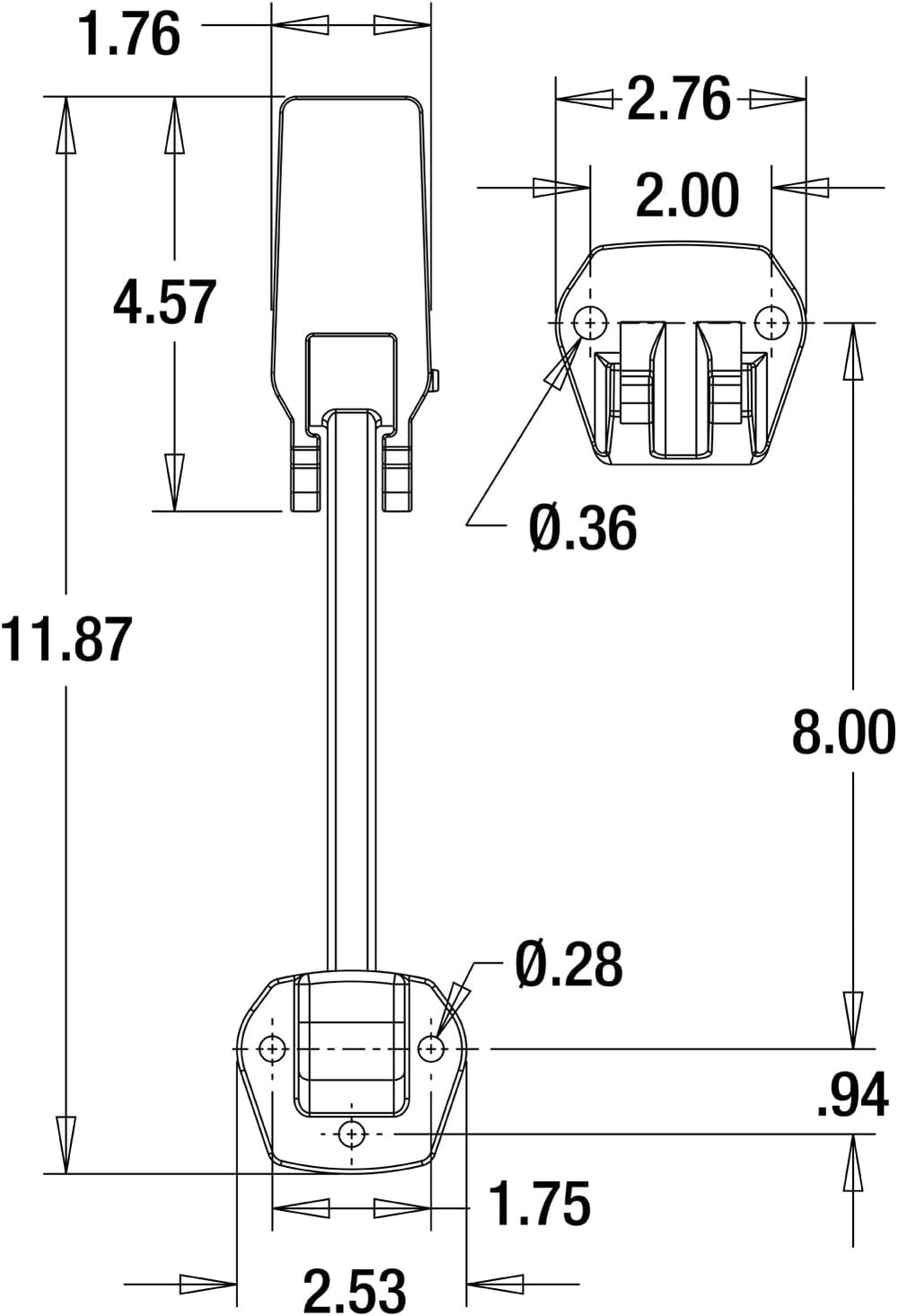 Buyers Products WJ211, 12 Inch Hood Catch, Ultra Rubber/Polymer Heavy Duty Ho...