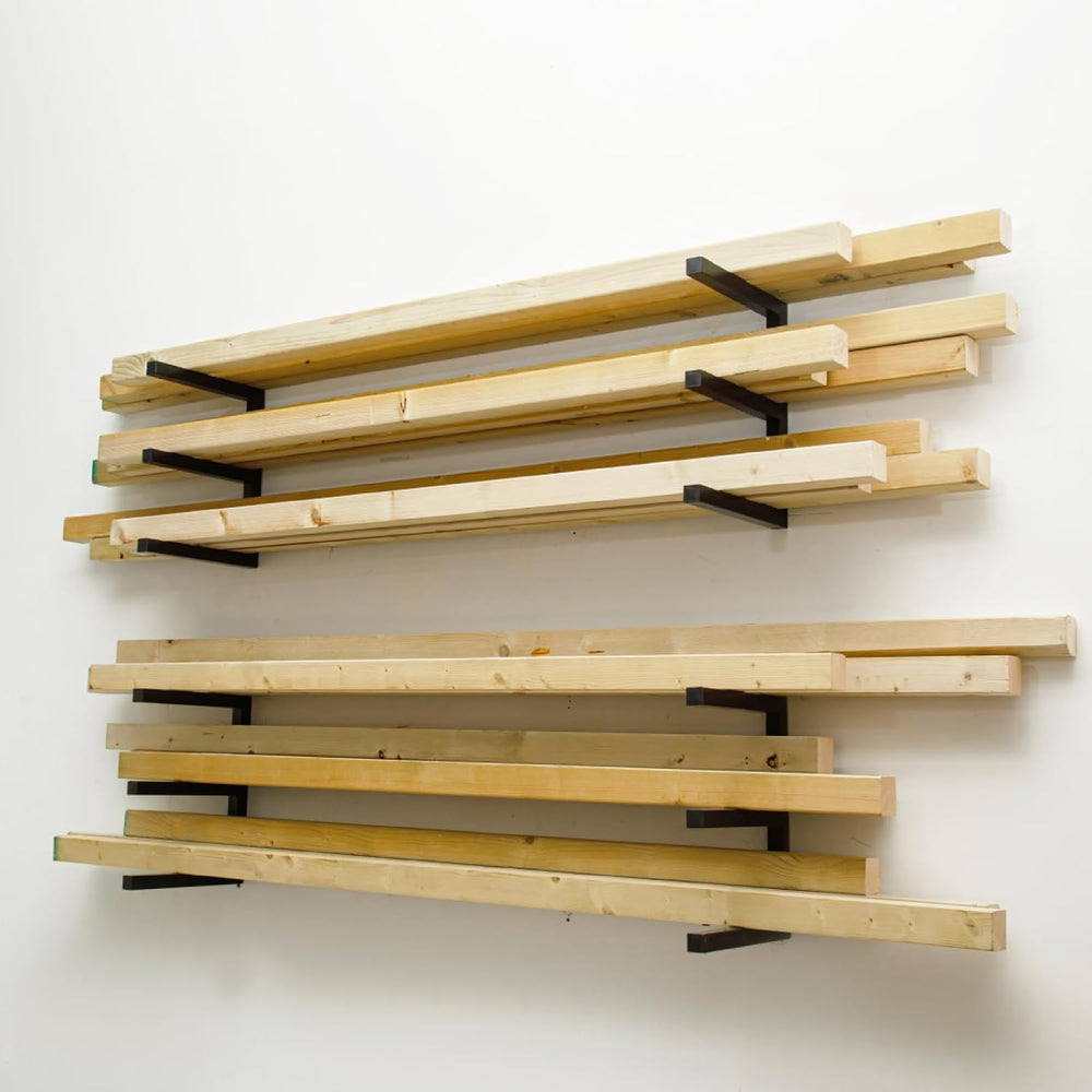 Lumber Storage Rack Wall Mount, Heavy Duty Metal Wood Organizer (4pack)
