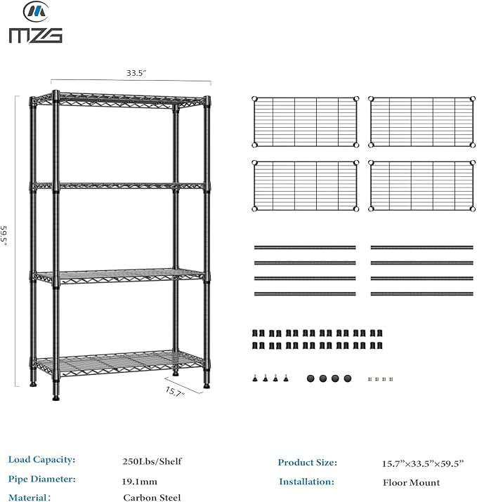1000 lbs 4 Tier Shelf Metal Storage Shelves Shelving Wire Rack Heavy Duty