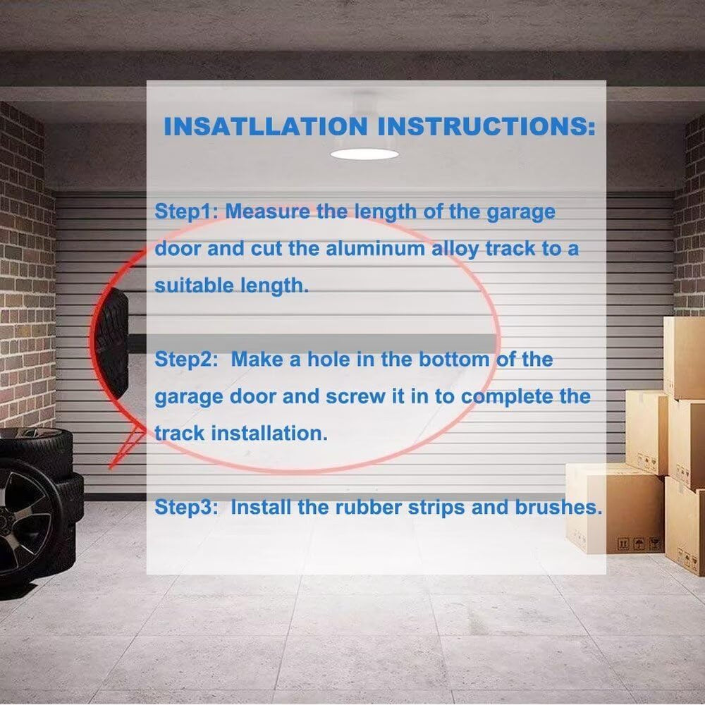 Duzzy Universal Garage Door Seals Kit, Weatherproofing Bottom Rubber with Bru...