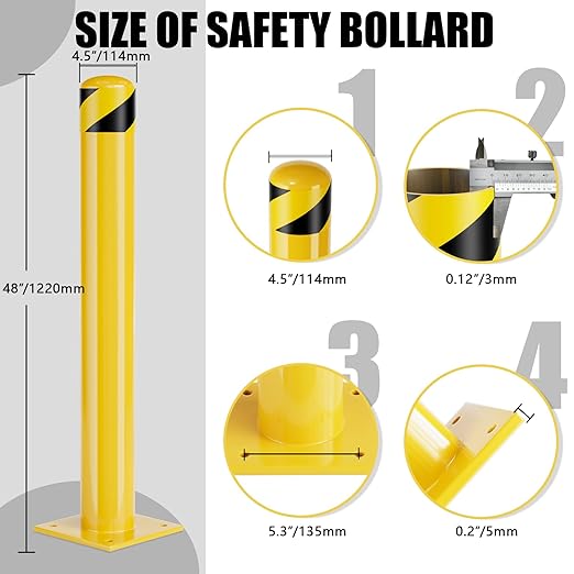 Safety Bollards, Steel Bollard Post (2Pack)
