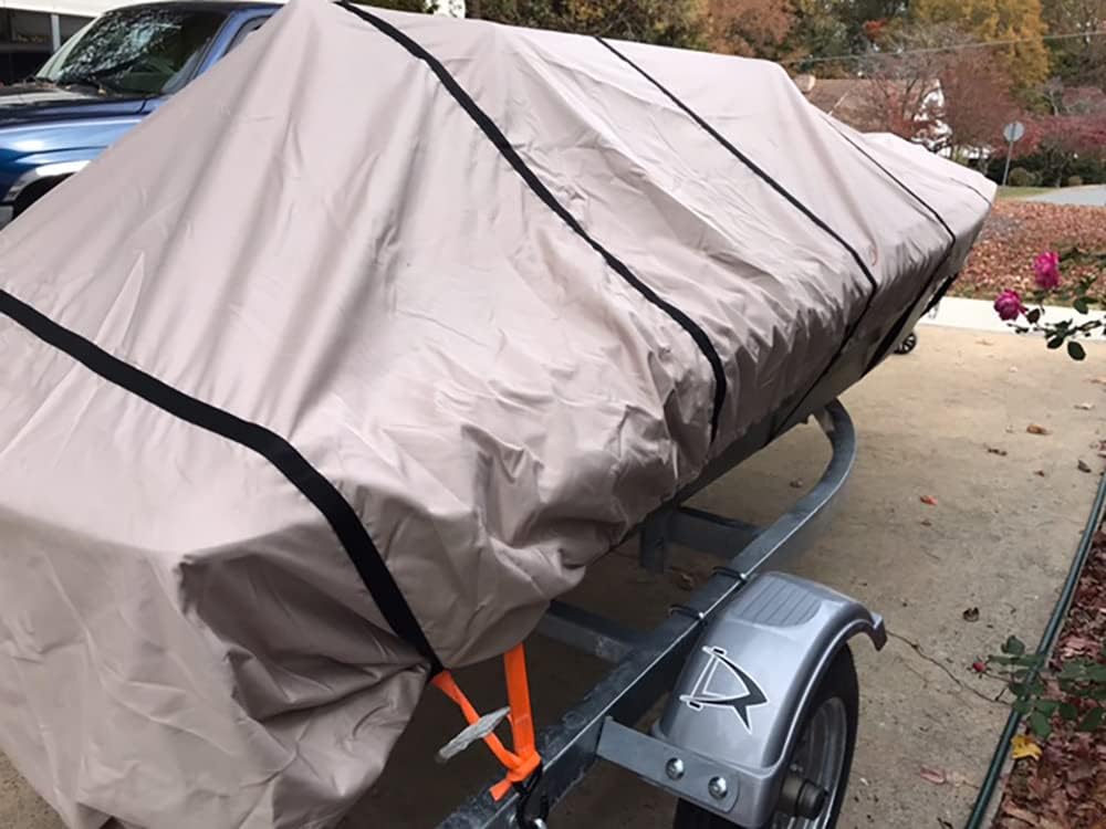 600D Jon Boat Cover Heavy Duty Waterproof Marine Grade UV Resistant Reinforce...