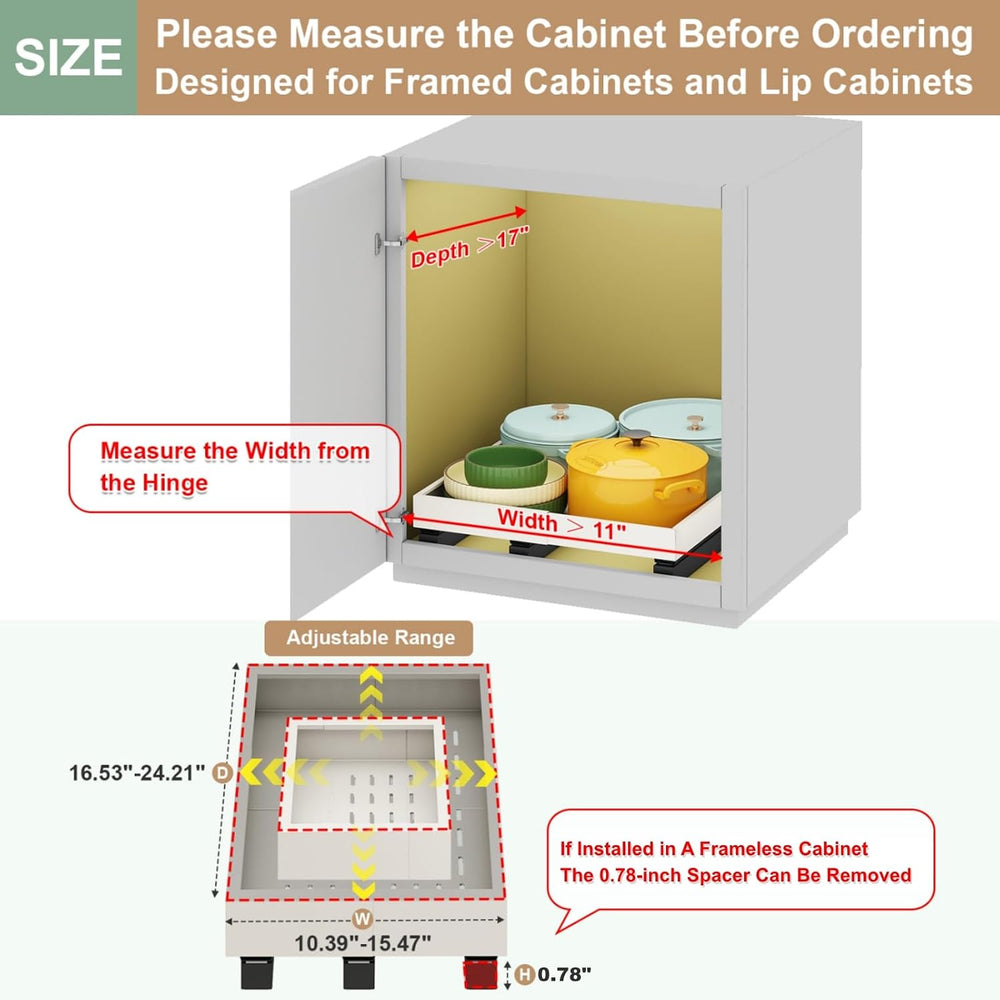 Fokyfok Pull out Cabinet Organizer,11"-16"W,17"-24"D,Expa...