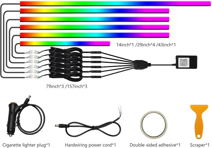 WEBUPAR Dreamcolor 6 in 1 Car LED Strip Lights