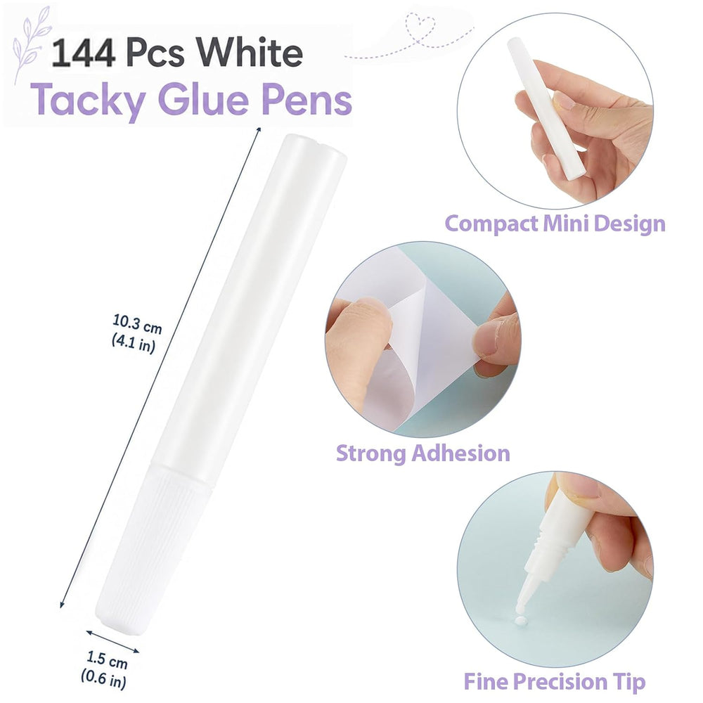 144Pcs White Tacky Glue Pens for Crafting 10ml Quick Dry Glue Pens Bulk