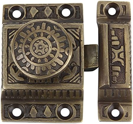 A29 Cabinet Latch, Solid Brass, Windsor Design, Set of 2, Antique Brass
