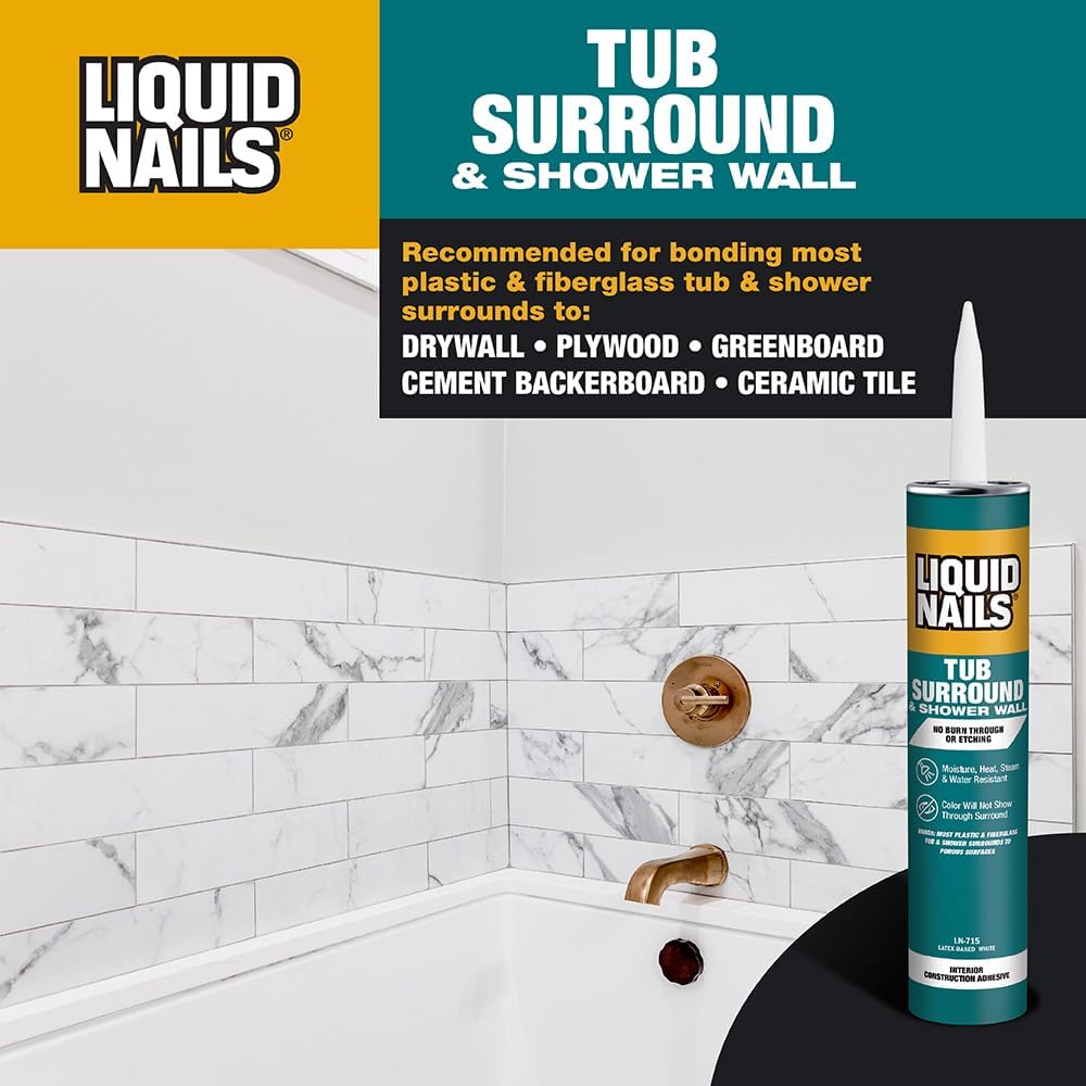 Tub Surround 10 oz Bright White Low VOC Interior Tub and Shower Adhesive, 6 Pack