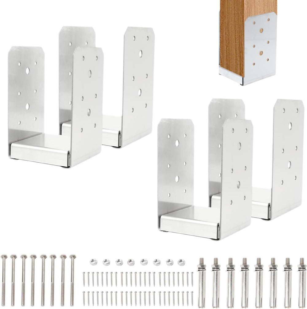 4x4 Post Base, 4Pcs Stainless Steel Adjustable Post Anchors Bracket
