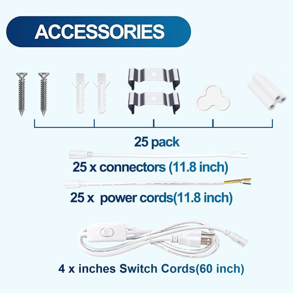 SZSKYING 25 Pack 8FT LED Shop Lights, 72W 7200LM 6500K, Daylight White, T8 In...