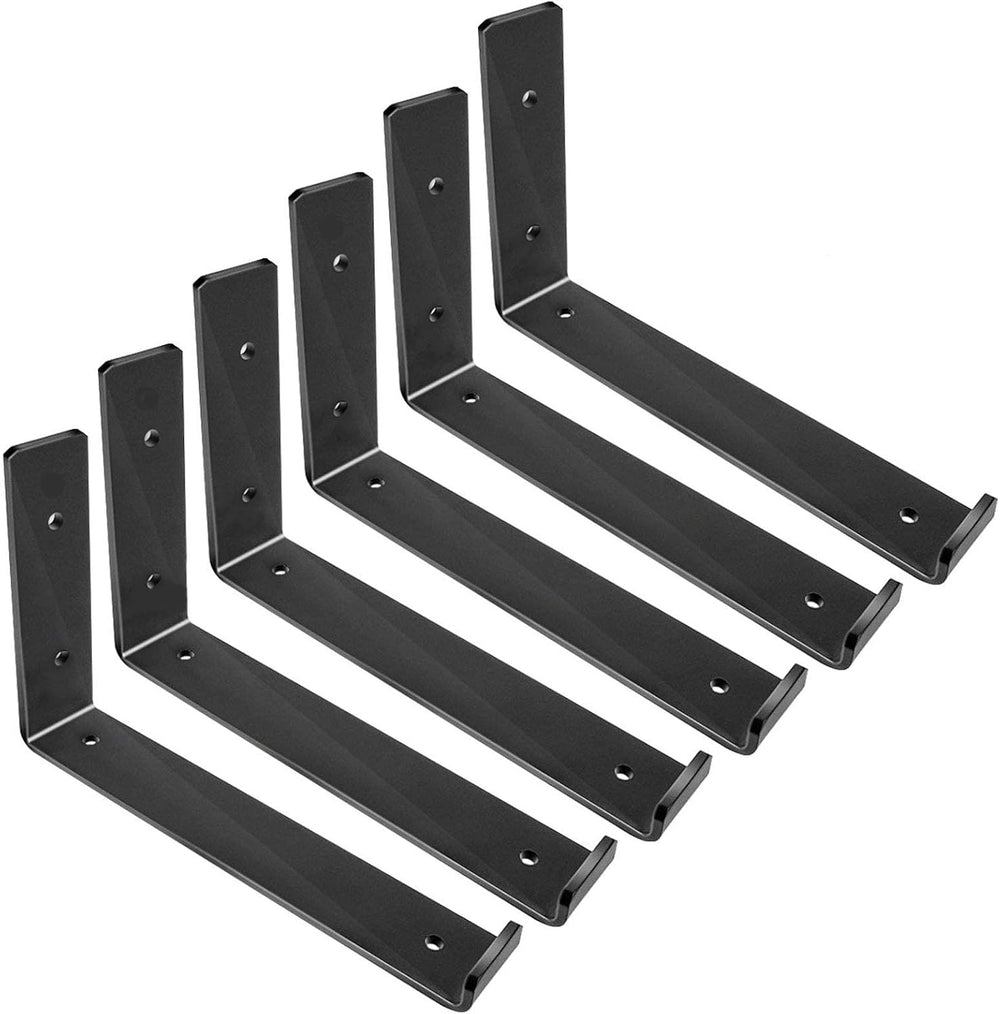 Shelf Brackets 10 Inch, Heavy Duty Black Metal Floating Shelf Bracket, Rustic...