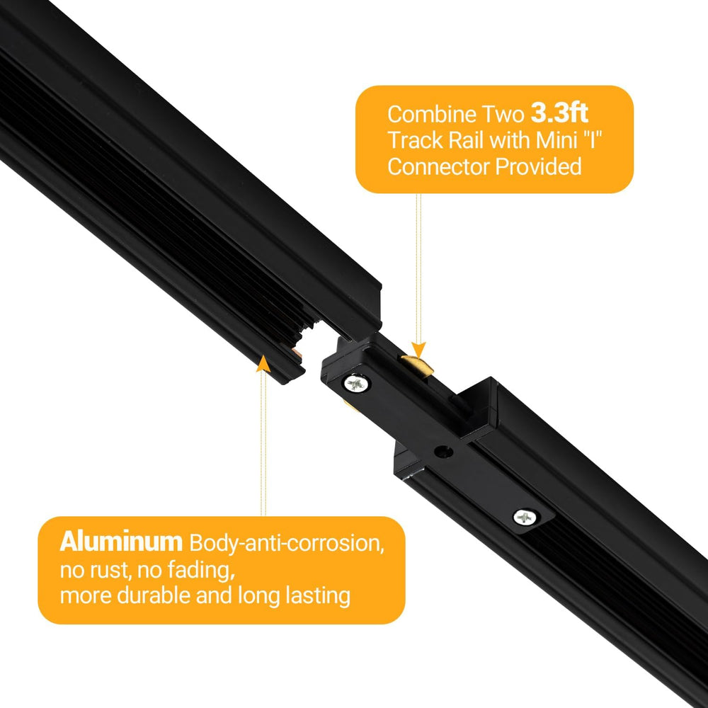 13FT H Track Lighting Rails Kit, Black