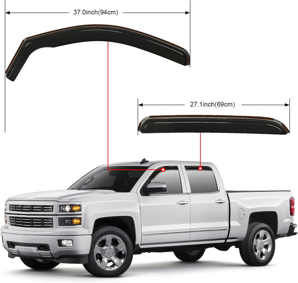 Nilight in-Channel Window Visors for Silverado/Sierra 1500 2007-2013, 4PCS