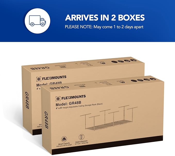 FLEXIMOUNTS 3x8 Overhead Garage Storage Rack, Adjustable Storage Organization...