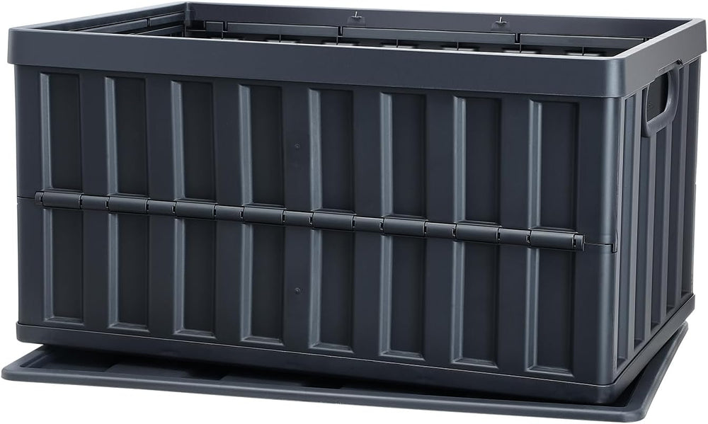 VEVOR 65L Collapsible Storage Bins with Lids 3 Packs, Stackable Crates