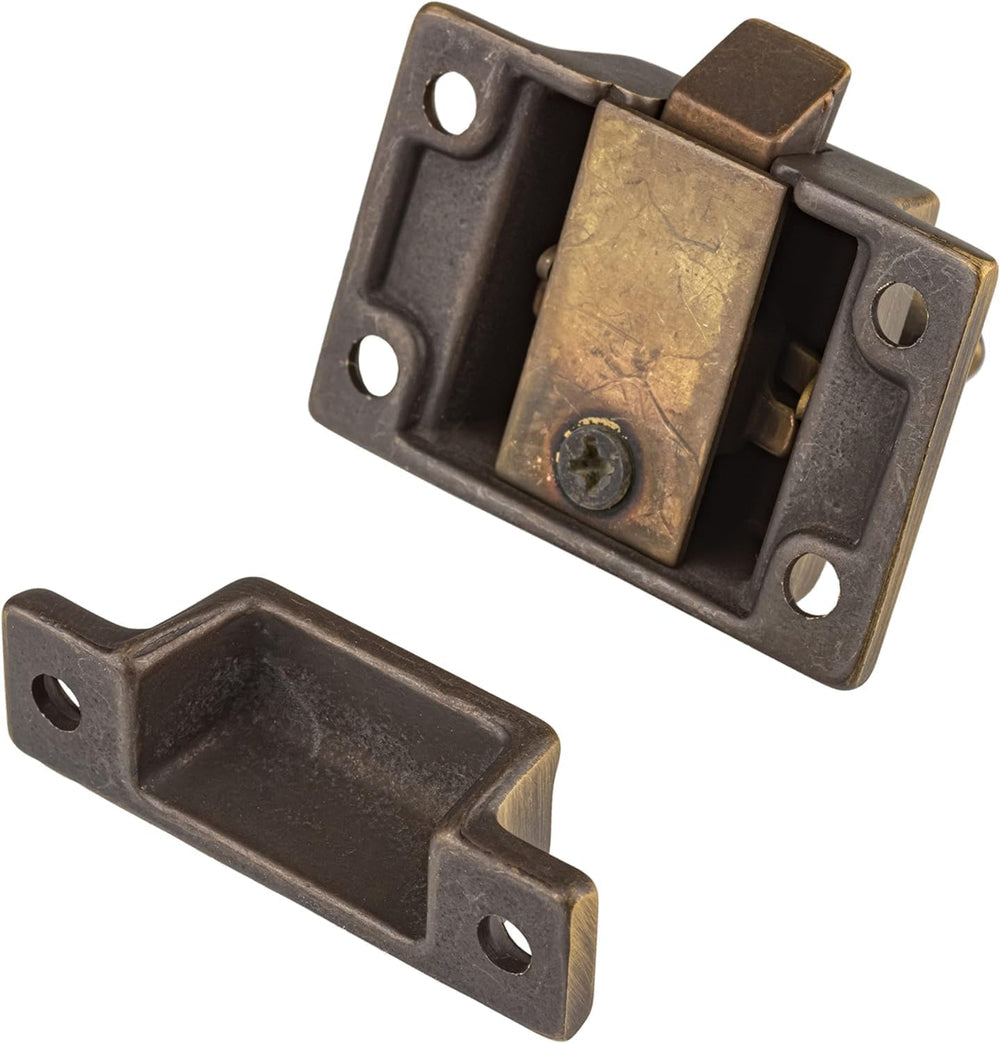 Small Heavy Duty Antique Brass Cabinet Door Latch - 1-3/4" × 1-3/4"...