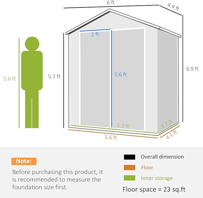 Outsunny 6' x 4.5' Outdoor Storage Shed, Plastic Shed