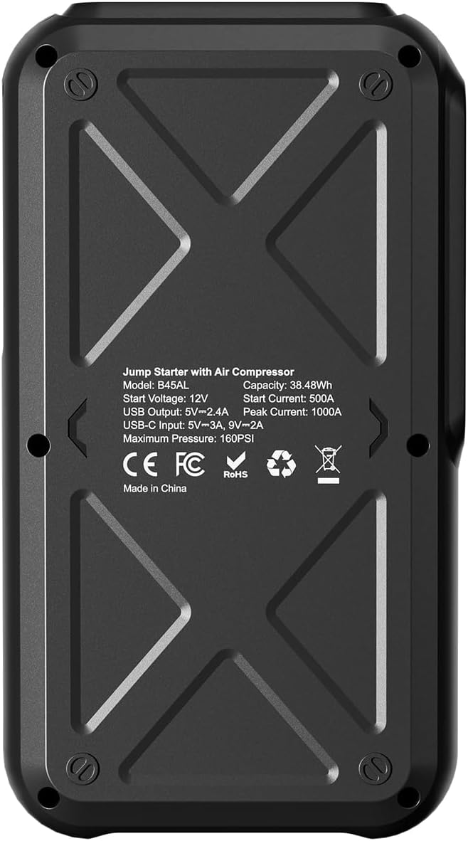 12V Car Battery Jump Starter with 160PSI Air Compressor, Jump Box