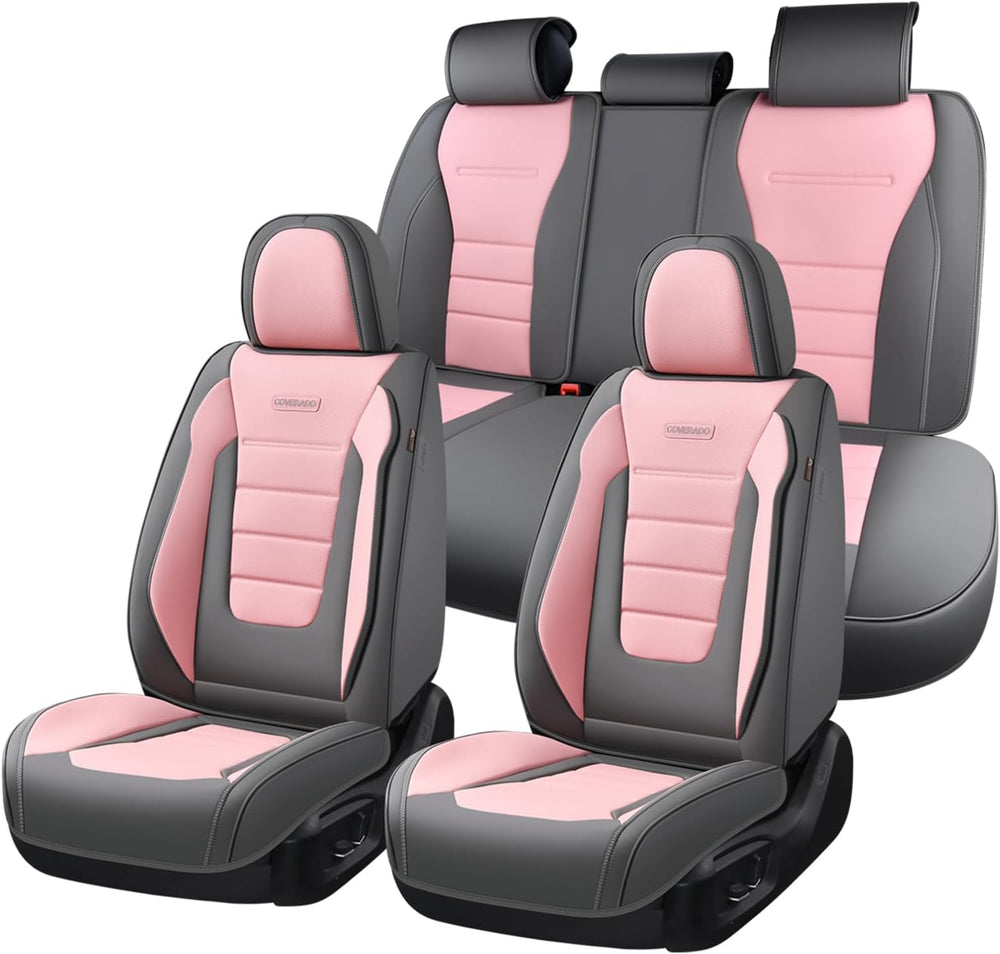 Coverado Car Seat Covers Full Set, Nappa Leather Seat Covers for Cars, Car Se...