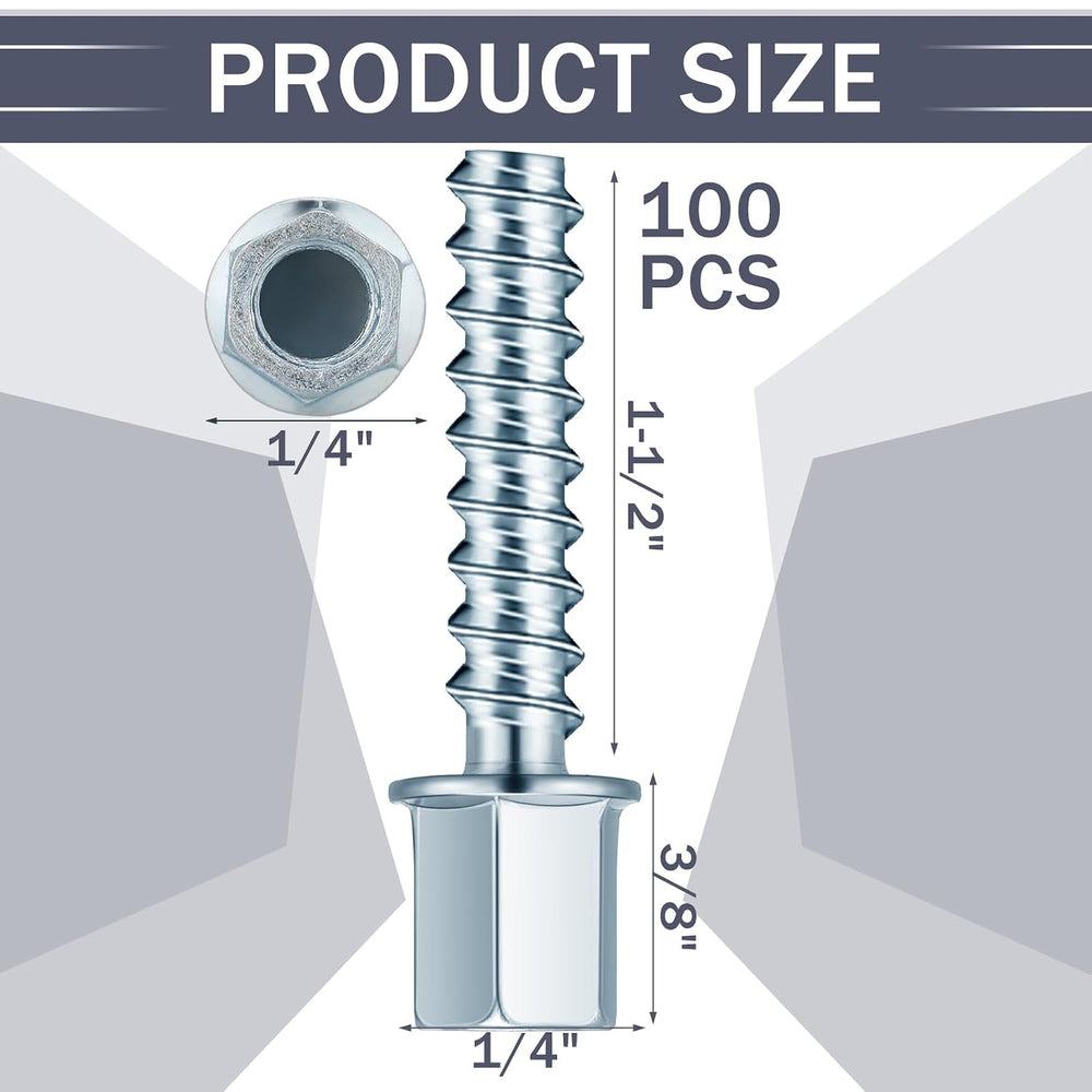 Yaocom 100 Pcs 3/8" Threaded Rod Anchor Concrete, 1/4" X 1-1/2"