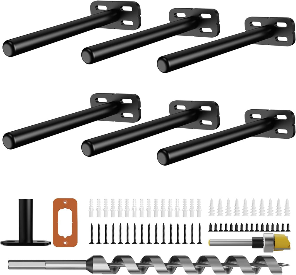 6pcs Wall Shelf Brackets Heavy Duty Floating Shelf Bracket Hidden,Invisible B...