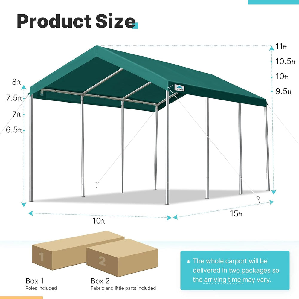 ADVANCE OUTDOOR 10x20 ft Heavy Duty Carport Potable Car Canopy Garage Party T...