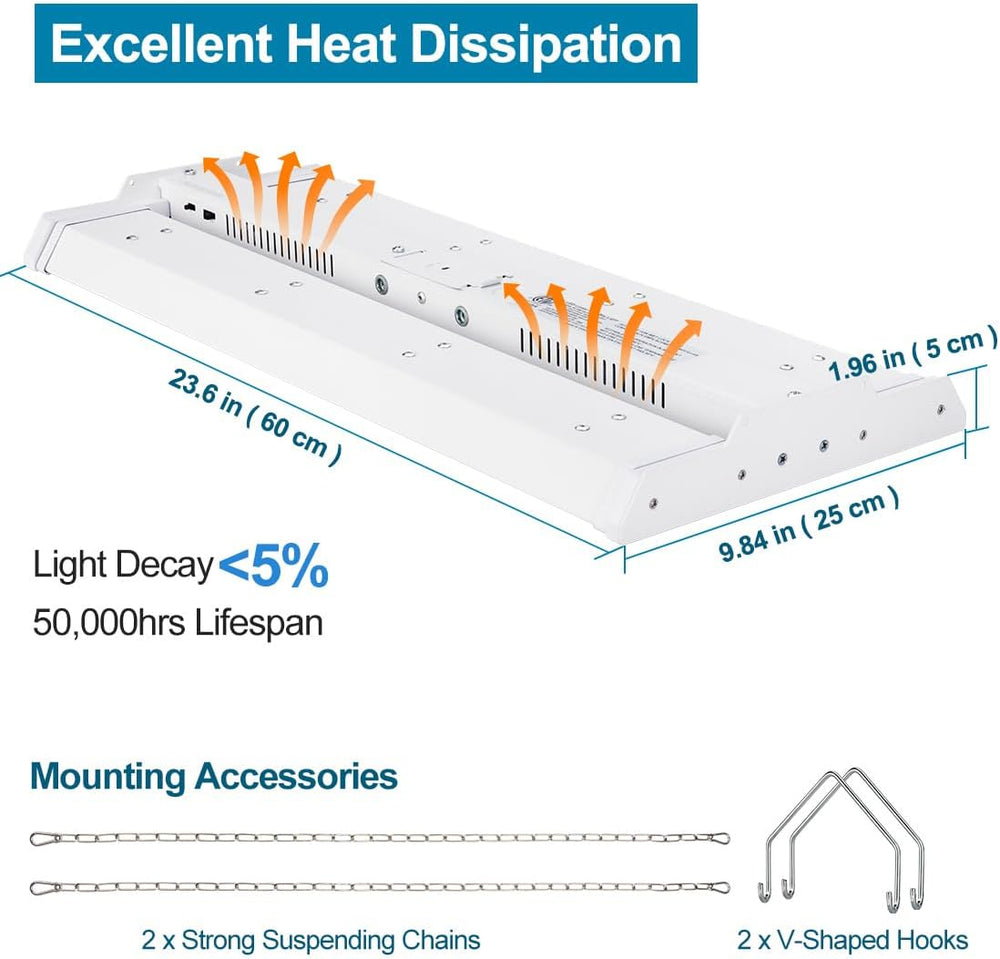 High Bay LED Shop Lights 200W/150W/100W Adjustable 28000LM 4 Pack