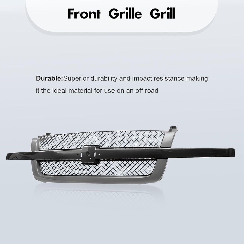 CarPartsDepot Front Grille Grill Black Center Bar With Gray Mesh Insert Compa...