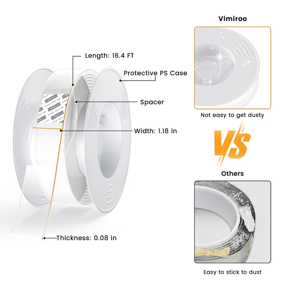 4 Pack Double Sided Tape Heavy Duty, Extra Large16.4FT Nano Double Sided Moun...