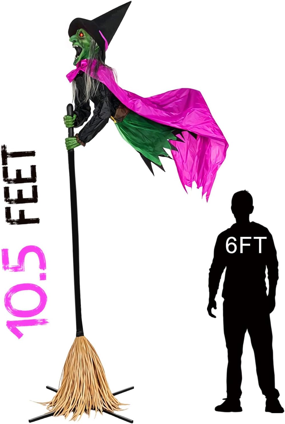 Halloween Decorations Outdoor โ 10.5FT Animated Hovering Witch Animatronics w...