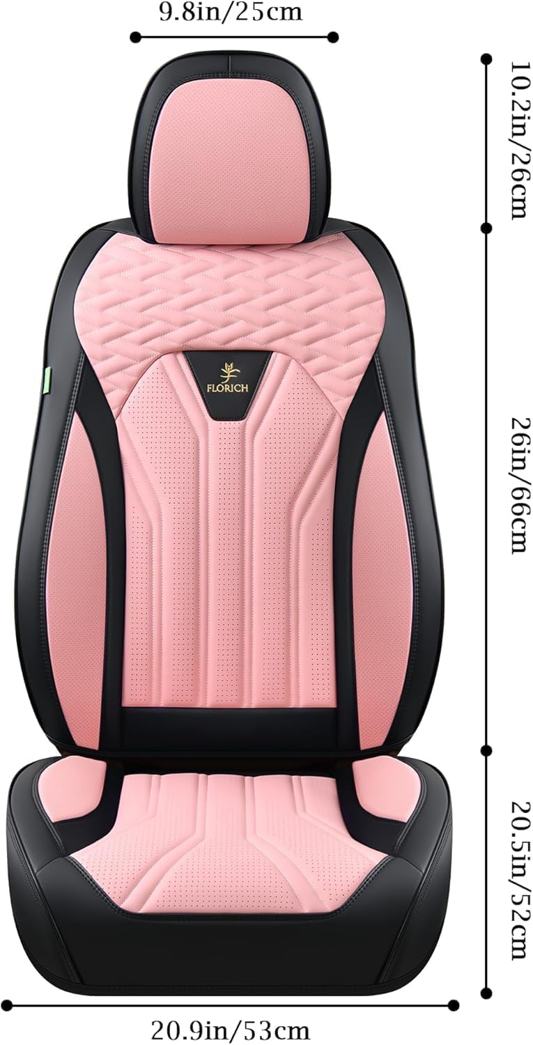 FLORICH Leather Seat Covers Pink Car Seat Covers Full Set Car Seat Protectors...