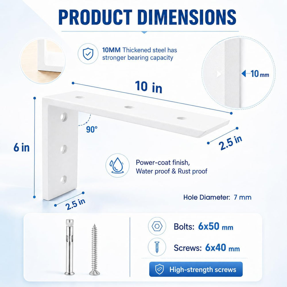 WINKER Countertop Support Bracket 3 Pack Heavy Duty 3/8" Thick Hidden L ...