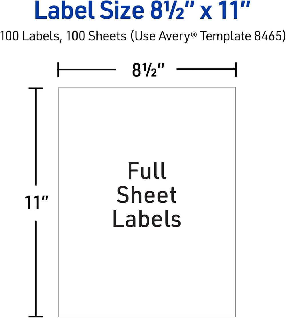 Avery® Full-Sheet Printable Shipping Labels, 8.5" x 11" Customizabl...