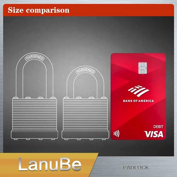 LanuBe Laminated Padlock 1-9/16inch Long Shackle 100 Pack Keyed Alike, Bulk