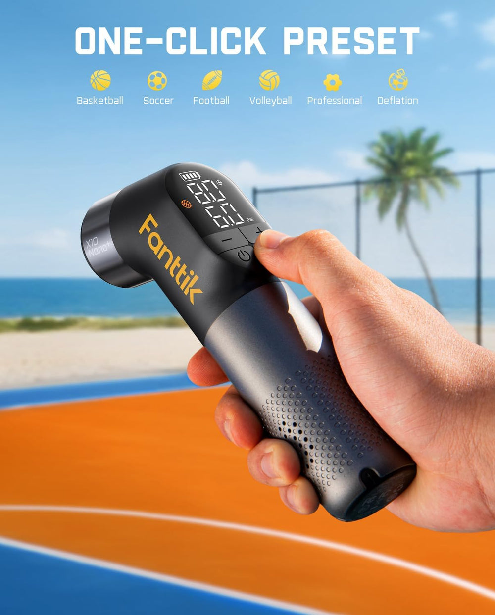 Fanttik X10 Nano+ Electric Ball Pump, Inflate & Deflate, Auto-Shutoff