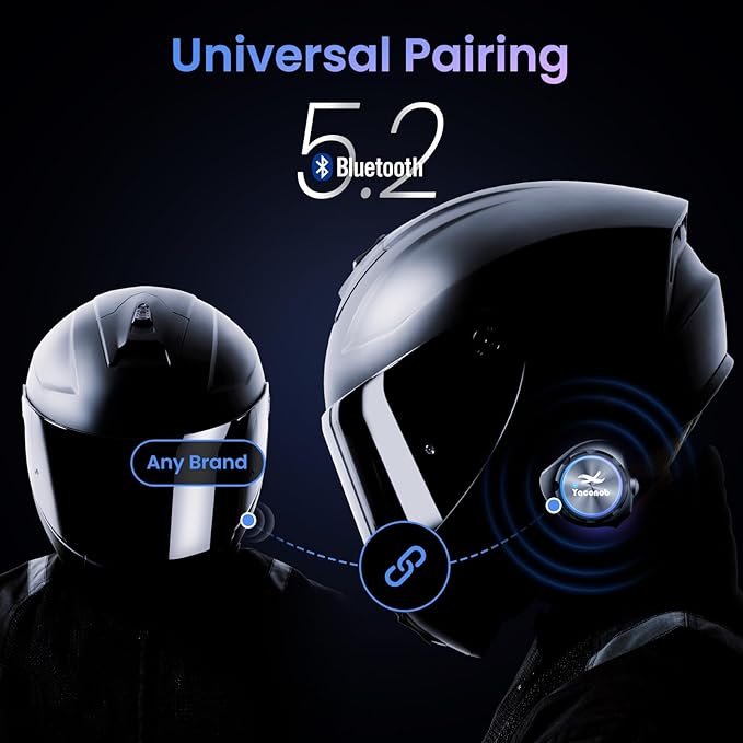 Y3 Helmet Bluetooth Intercom Headset, Auto Answer Phone, Active Noise (2 Pack)