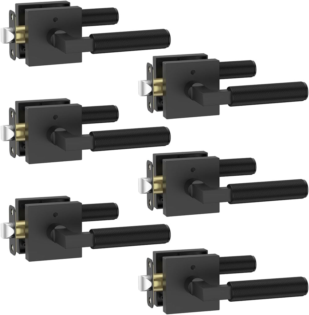 Asidrama 6 Pack Matte Black Privacy Interior Door Handles