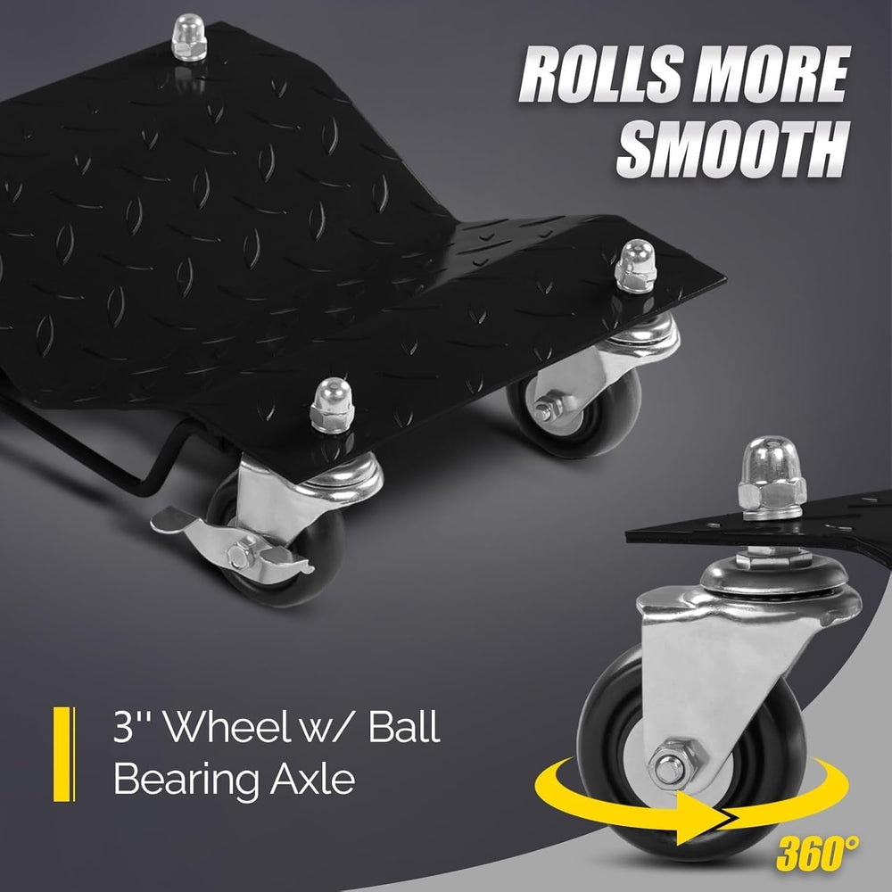 PrecisionAuto Heavy Duty 3000 lbs Car Wheel Dolly Set of 2 โ Steel Tire Skate...