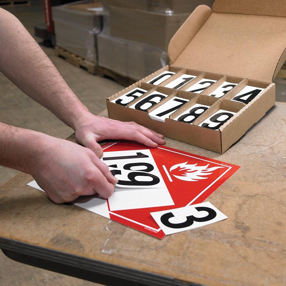 J. J. Keller Placard Vinyl Numbering Kit, 3.5" Black Numbers on White