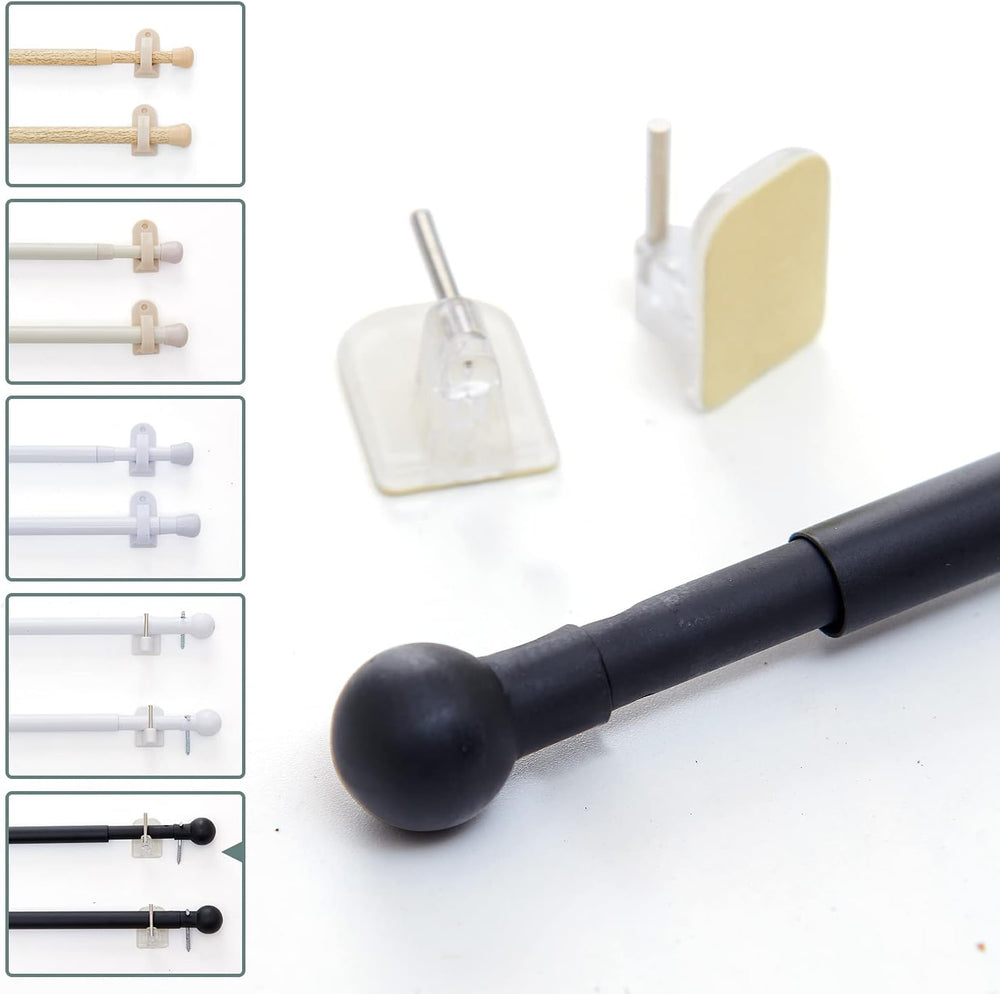 JINCHAN French Door Curtain Rods, No-Drill Adjustable Black Curtain Rods with...