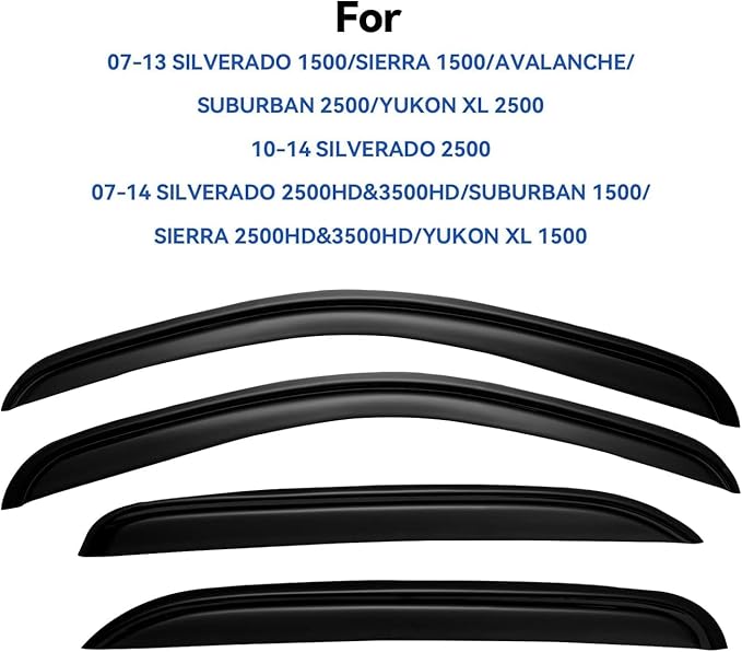 Window Visors Rain Guards for 2007-2013 Chevy Silverado/GMC Sierra