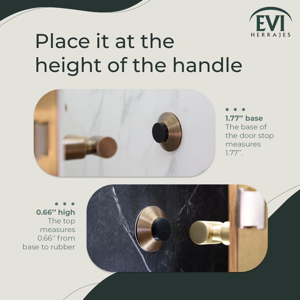 EVI Herrajes | Doorstop for Wall Placement | 1.77x0.66in | Antique Brass | Bl...