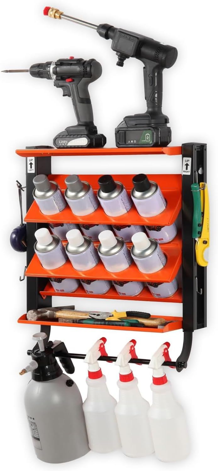 Wallmaster Spray Can Holder, Wall Mount Paint Bottle Organizer