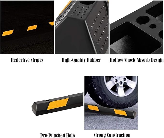 Goplus Parking Block, 72” Rubber Parking Bumpers (6 Pack)